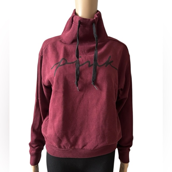 Pink by Victoria's Secret Maroon Mock Neck Sweatshirt XS - Picture 3 of 4